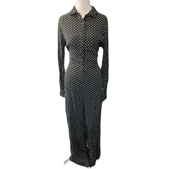 GB Gianni Bini Black White Floral Playsuit Pantsuit Large - Picture 1 of 5